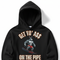 Load image into Gallery viewer, "Get Yo Ass" Snowboarding - On The Pipe 01 - Lane Seven LS14001 Premium Hooded Sweatshirt