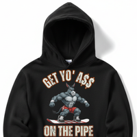 Load image into Gallery viewer, "Get Yo Ass" Snowboarding - On The Pipe 02 - Lane Seven LS14001 Premium Hooded Sweatshirt