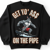 Load image into Gallery viewer, "Get Yo Ass" Snowboarding - On The Pipe 03 - Gildan 18000 Crewneck Sweatshirt