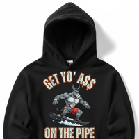 Load image into Gallery viewer, "Get Yo Ass" Snowboarding - On The Pipe 03 - Lane Seven LS14001 Premium Hooded Sweatshirt