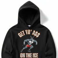 Load image into Gallery viewer, "Get Yo Ass" Speed Skating - On The Ice 03 - Lane Seven LS14001 Premium Hooded Sweatshirt