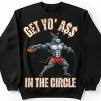 Load image into Gallery viewer, "Get Yo Ass" Track &amp; Field - In The Circle - Discus 01 - Gildan 18000 Crewneck Sweatshirt