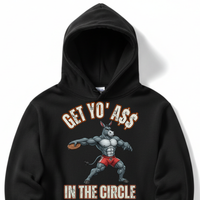 Load image into Gallery viewer, "Get Yo Ass" Track &amp; Field - In The Circle - Discus 01 - Lane Seven LS14001 Premium Hooded Sweatshirt