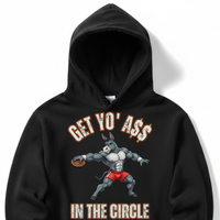 Load image into Gallery viewer, "Get Yo Ass" Track &amp; Field - In The Circle - Discus 02 - Lane Seven LS14001 Premium Hooded Sweatshirt
