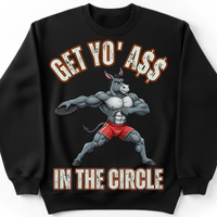 Load image into Gallery viewer, "Get Yo Ass" Track &amp; Field - In The Circle - Discus 03 - Gildan 18000 Crewneck Sweatshirt
