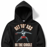 Load image into Gallery viewer, "Get Yo Ass" Track &amp; Field - In The Circle - Discus 04 - Lane Seven LS14001 Premium Hooded Sweatshirt