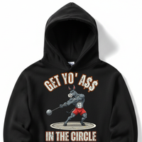 Load image into Gallery viewer, "Get Yo Ass" Track &amp; Field - In The Circle - Hammer 04 - Lane Seven LS14001 Premium Hooded Sweatshirt