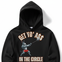 Load image into Gallery viewer, "Get Yo Ass" Track &amp; Field - In The Circle - Hammer 05 - Lane Seven LS14001 Premium Hooded Sweatshirt