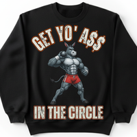 Load image into Gallery viewer, "Get Yo Ass" Track &amp; Field - In The Circle - Shot 01 - Gildan 18000 Crewneck Sweatshirt