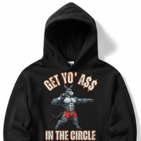 Load image into Gallery viewer, "Get Yo Ass" Track &amp; Field - In The Circle - Shot 02 - Lane Seven LS14001 Premium Hooded Sweatshirt