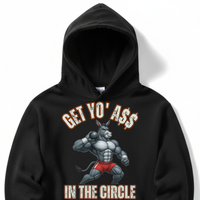Load image into Gallery viewer, "Get Yo Ass" Track &amp; Field - In The Circle - Shot 03 - Lane Seven LS14001 Premium Hooded Sweatshirt