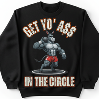 Load image into Gallery viewer, "Get Yo Ass" Track &amp; Field - In The Circle - Shot 04 - Gildan 18000 Crewneck Sweatshirt
