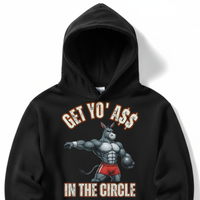 Load image into Gallery viewer, "Get Yo Ass" Track &amp; Field - In The Circle - Shot 05 - Lane Seven LS14001 Premium Hooded Sweatshirt