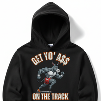 Load image into Gallery viewer, "Get Yo Ass" Track &amp; Field - On The Track 03 - Lane Seven LS14001 Premium Hooded Sweatshirt