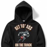 Load image into Gallery viewer, "Get Yo Ass" Track &amp; Field - On The Track 04 - Lane Seven LS14001 Premium Hooded Sweatshirt