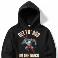 Load image into Gallery viewer, "Get Yo Ass" Track &amp; Field - On The Track 05 - Lane Seven LS14001 Premium Hooded Sweatshirt