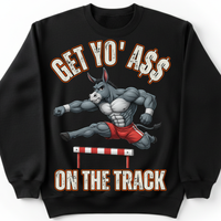 Load image into Gallery viewer, "Get Yo Ass" Track &amp; Field - On The Track - Hurdles 01 - Gildan 18000 Crewneck Sweatshirt