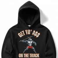 Load image into Gallery viewer, "Get Yo Ass" Track &amp; Field - On The Track - Javelin 01 - Lane Seven LS14001 Premium Hooded Sweatshirt