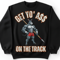 Load image into Gallery viewer, "Get Yo Ass" Track &amp; Field - On The Track - Javelin 03 - Gildan 18000 Crewneck Sweatshirt