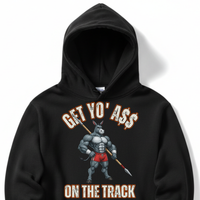 Load image into Gallery viewer, "Get Yo Ass" Track &amp; Field - On The Track - Javelin 03 - Lane Seven LS14001 Premium Hooded Sweatshirt