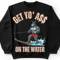 Load image into Gallery viewer, "Get Yo Ass" Water Skiing - On The Water 01 - Gildan 18000 Crewneck Sweatshirt