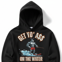 Load image into Gallery viewer, "Get Yo Ass" Water Skiing - On The Water 02 - Lane Seven LS14001 Premium Hooded Sweatshirt