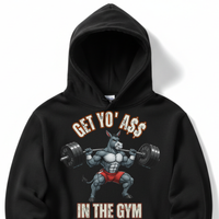 Load image into Gallery viewer, "Get Yo Ass" Weights - In The Gym 01 - Lane Seven LS14001 Premium Hooded Sweatshirt