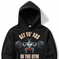 Load image into Gallery viewer, "Get Yo Ass" Weights - In The Gym 02 - Lane Seven LS14001 Premium Hooded Sweatshirt