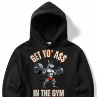 Load image into Gallery viewer, "Get Yo Ass" Weights - In The Gym 05 - Lane Seven LS14001 Premium Hooded Sweatshirt