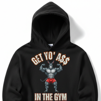 Load image into Gallery viewer, "Get Yo Ass" Weights - In The Gym 08 - Lane Seven LS14001 Premium Hooded Sweatshirt