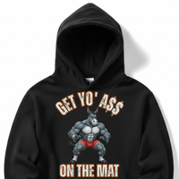 Load image into Gallery viewer, "Get Yo Ass" Wrestling - On The Mat 01 - Lane Seven LS14001 Premium Hooded Sweatshirt