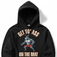Load image into Gallery viewer, "Get Yo Ass" Wrestling - On The Mat 02 - Lane Seven LS14001 Premium Hooded Sweatshirt