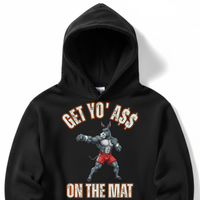 Load image into Gallery viewer, "Get Yo Ass" Wrestling - On The Mat 04 - Lane Seven LS14001 Premium Hooded Sweatshirt