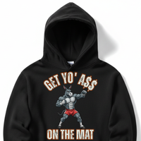 Load image into Gallery viewer, "Get Yo Ass" Wrestling - On The Mat 05 - Lane Seven LS14001 Premium Hooded Sweatshirt