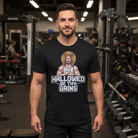 Load image into Gallery viewer, Hallowed Be Thy Gains 2 — Men’s Gildan 5000 Heavy Cotton Tee (Faith + Fitness)
