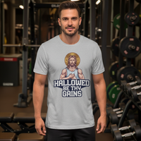 Load image into Gallery viewer, Hallowed Be Thy Gains 2 — Men’s Gildan 5000 Heavy Cotton Tee (Faith + Fitness)
