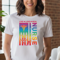 Load image into Gallery viewer, "Nurse Live Love Heal” 2 - Women’s Tee (Gildan 64000)